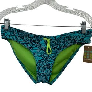 Title Nine Vibrant Blue Floral Drawstring Bikini